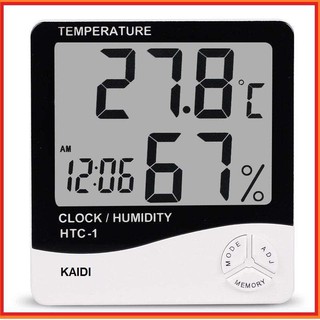 HTC-1 เครื่องวัดอุณหภูมิและความชื้นในอากาศ แบบดิจิตอล แถมถ่าน AAA x1 Indoor Room LCD Electronic Temperature Humidity