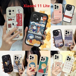 Snoopy เคท Xiaomi Mi11 Soft Silicone Case Winnie the Pooh Edge Prints เคส Mi 11 Lite Mi11 Phone Cover เคสโทรศัพท์