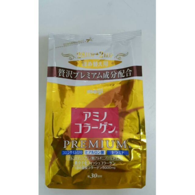 Meiji Amino Collagen Premium 30 วัน
รุ่นใหม่ เมจิ คอลลาเจน รุ่นพรีเมียม สีทอง