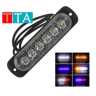 12V-24V 6LED Strobe ไฟกระพริบสีขาวสําหรับรถยนต์ยานพาหนะ