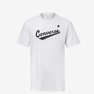 เสื้อยืดผ้าฝ้ายพิมพ์ลายแฟชั่น CONVERSE Converse เสื้อยืดแขนสั้นพิมพ์ลายตัวอักษรคลาสสิกสำหรับผู้ชาย 10018235-