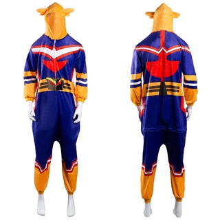 Noveltyboy ชุดนอนจั๊มสูท ผ้ากํามะหยี่ แบบนิ่ม ลาย My Hero Academia All Might สําหรับแต่งคอสเพลย์ (L/XL, All Might)