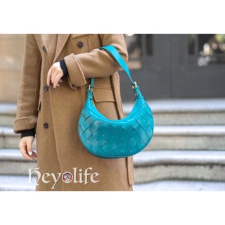 Korean sheepskin braided underarm bag large capacity all-match crescent bag leather shoulder bag vintage handbag 8M7D