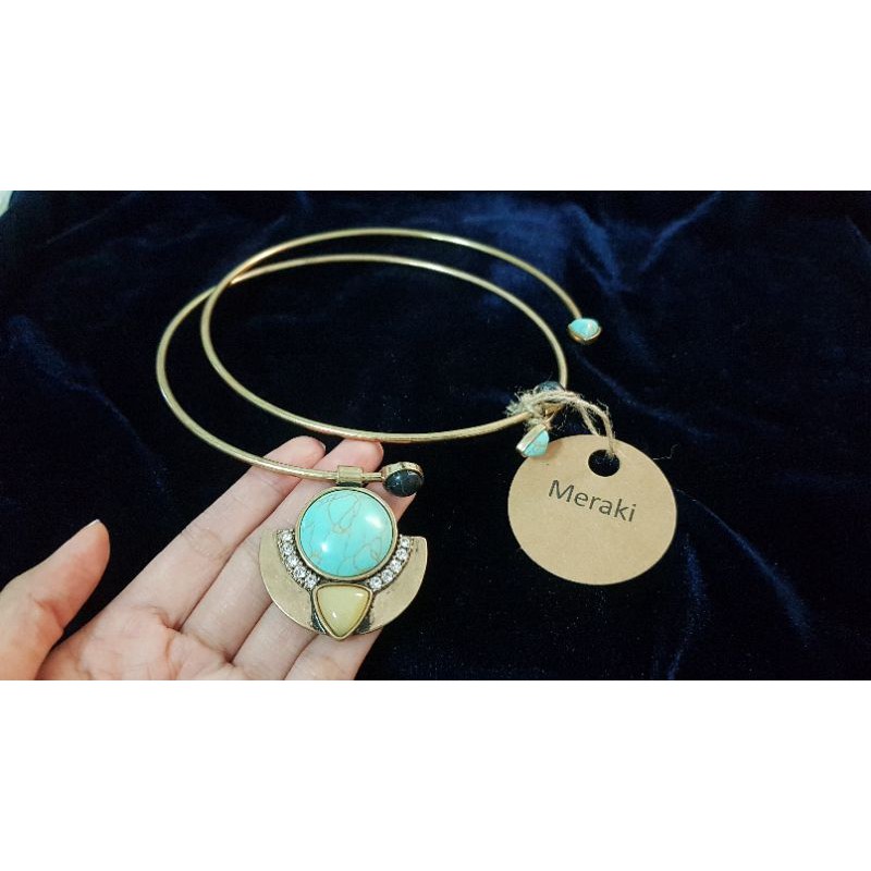 ลดล้างสต็อค 🔥 (พร้อมส่ง) สร้อยคอแบบห่วงประดับหินสี มี 2 ชิ้น แยกใส่ได้ #SN1