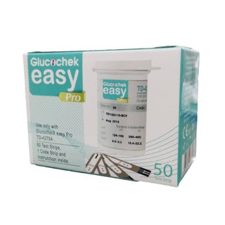 Glucochek Easy Pro แผ่นตรวจเบาหวาน / แผ่นตรวจน้ำตาล รุ่น TD-4279A กล่องละ 50ชิ้น (หมดอายุเดือน 2024/11)