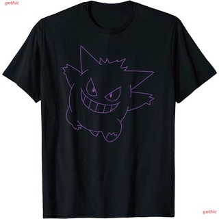 เสื้อคู่รัก เสื้อยืดสีขาว เสื้อยืดลำลอง Pokemon Gengar Big Face T-Shirt Sports T-shirtS}. เสื้อขาว