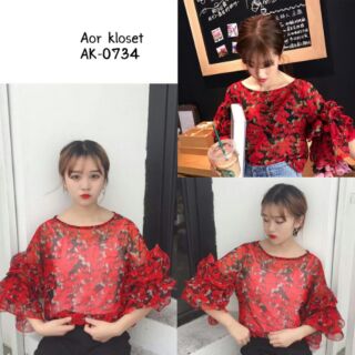 AK-0734 made in korea florals blouse