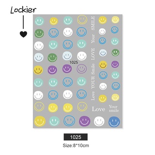 【Lockier】 Ins wind สติกเกอร์ติดเล็บ ลายดาว หน้ายิ้ม น่ารัก กันน้ํา สําหรับตกแต่งเล็บ