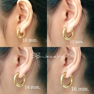 รุ่นใหม่ (หนา 5 mm.1 คู่) จิวห่วง ต่างหูห่วง ห่วงกลม สแตนเลสแท้ 316L 10 mm - 16 mm. ไม่ลอก ไม่ดำ ไม่ระคายเคือง