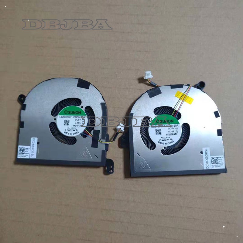 แล็ปท็อป CPU + GPU พัดลมระบายความร้อนสําหรับ Dell XPS 15 9500 009RK6 09RK6 0DJH35 DJH35 EG50050S-0CG