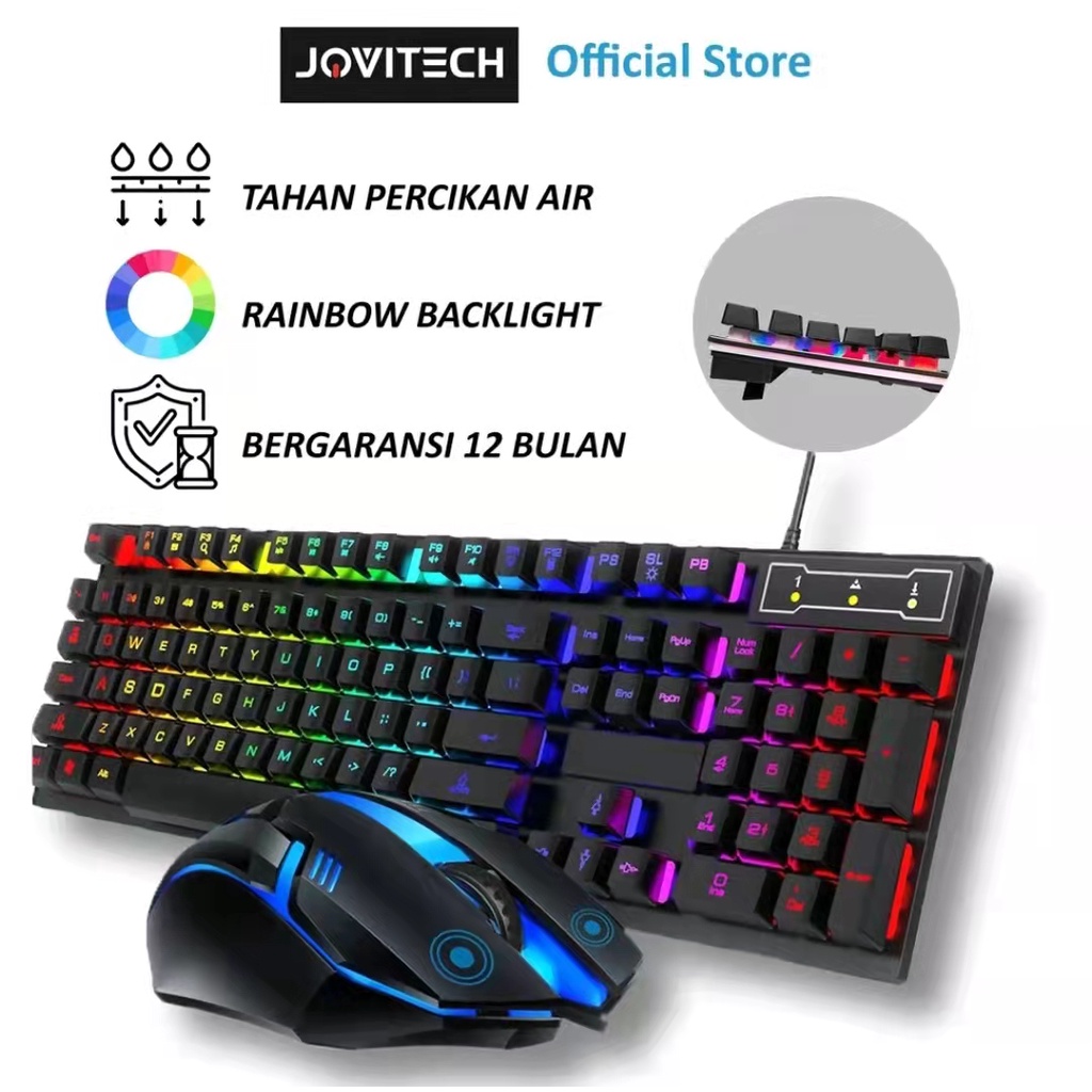 Jovitech 4 in 1 Combo Gaming Keyboard Mouse ชุดหูฟัง Gaming Mousepad Bundling