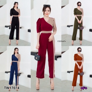 Jumpsuit จั้มสูทแขนสั้น ทูโทน