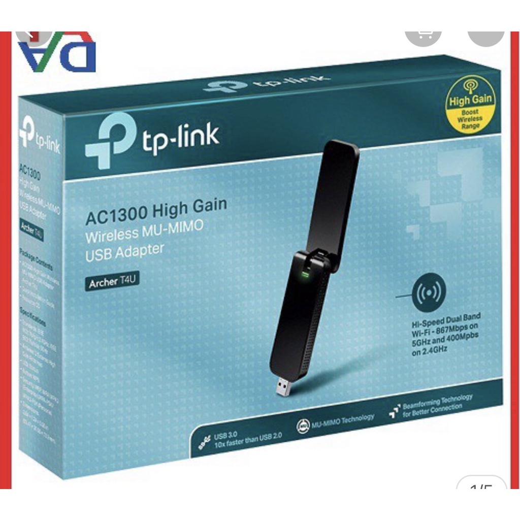 ตัวรับสัญญาณ wifi ดูอัลแบนด์ USB AC1300 TP-Link Archer T4U - สินค้าของแท้