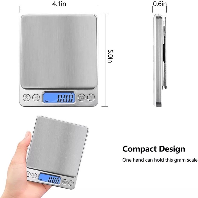 เครื่องชั่งดิจิตอล 500g 0.01g ทศนิยม 2 จุด เครื่องชั่งทอง ตาชั่ง  แถมถาดชั่ง 2 ใบ - รูปที่ 3
