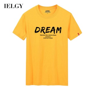 Ielgy เสื้อยืดแขนสั้น คอกลม ผ้าฝ้าย ทรงหลวม ขนาดใหญ่ สไตล์ฮ่องกง แฟชั่นสําหรับผู้ชาย