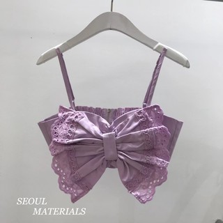 2103017 สายเดี่ยวฉลุลายแต่งโบ