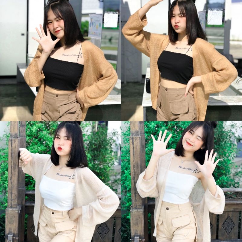 🌈 SpinnyHouse 🌈 ชุดเซ็ต combo💜💚 ครอปสายเดี่ยว เสื้อคลุม 🧡เดี่ยวสั้น นู๋ชิง คลุมไหม สายเดี่ยวร่อง