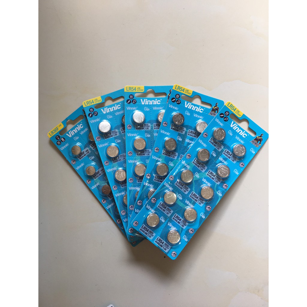 Combo 5 Vinnic 1.5V L1131F LR54 AG10 LR54 LR1130 1131 1130 ชุดแบตเตอรี่