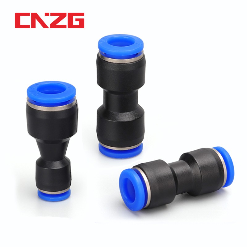 PU PG ข้อต่อลม ข้อต่อลมตรง เสียบสายลม 2 ข้าง ข้อต่อลม 6mm PU Pneumatic Fitting 4 6 8 10 12 14 16