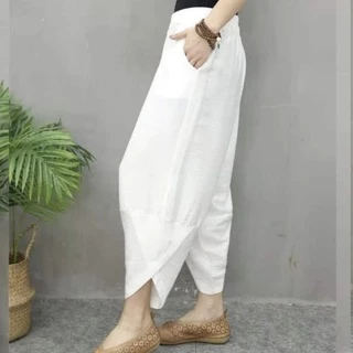 กางเกงทรงปลายแหลมสวมใส่สบายเนื้อผ้าฝ้ายฟอกนุ่มจากเชียงใหม่