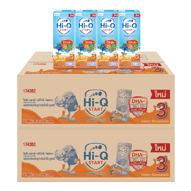 [UHT] x2 ลัง ไฮคิว สตาร์ท พรีไบโอโพรเทก (สูตร 3) ยูเอชที กลิ่นน้ำผึ้ง 180 มล. (72กล่อง) สำหรับเด็กอายุ 1 ปีขึ้นไปและทุกคนในครอบครัว Hi-Q Start Stage 3 UHT for Kids Honey