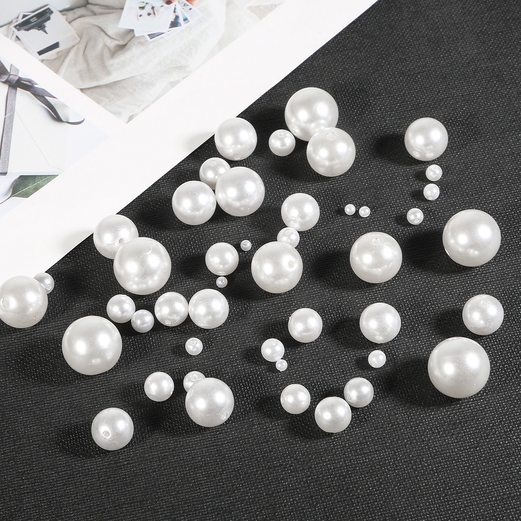 ลูกปัด Cabochon ขนาด 4-20 มิลลิเมตร สีขาว Ivory สีมุกเลียนแบบ จากวัสดุABS สำหรับทำเครื่องประดับอย่างต่างหูและสร้อยข้อมือ