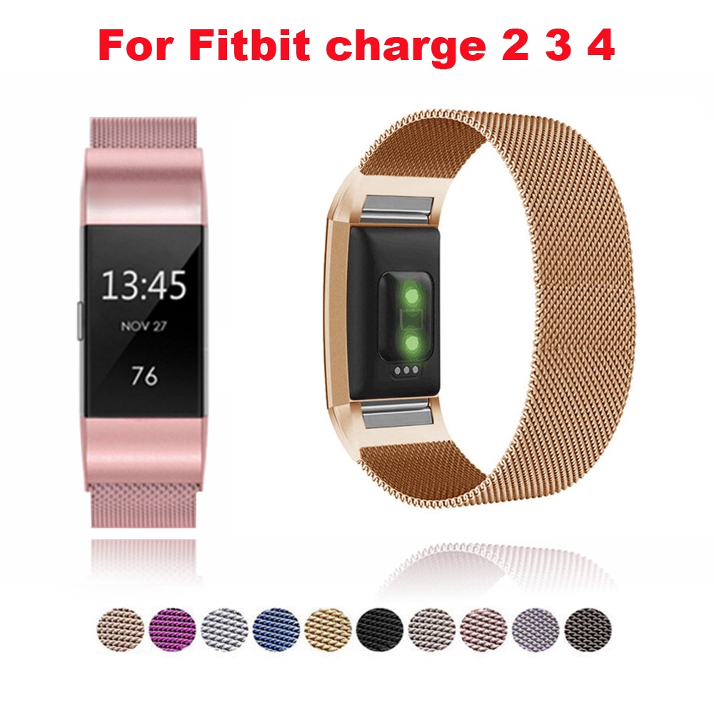 สายนาฬิกาข้อมือ สเตนเลส แม่เหล็ก แบบเปลี่ยน สําหรับ Fitbit Charge 2 Fitbit Charge 3 4