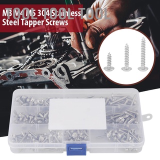 220pcs M3 M4 M5 304 Stainless Steel Pan Head Cross Tapper Self Tapping Screws Set