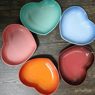 LeCreuset Cool Color Enamel Stoneware Gradient Color Heart-shaped Plate/Dish Plate/Deep Plate Underglaze Fashionable Ta