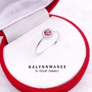 S6405 แหวนพลอยทัวร์มาลีนแท้ ( Rubellite tourmaline ) เงินแท้925 ชุบทองคำขาวมีไซส์ 45-64 กดเลือกไซส์แหวนที่ตัวเลือกสินค้า