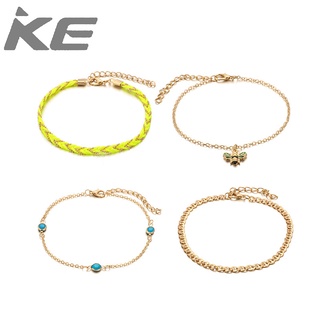 Jewelry Bee MultiAnklet Gold Bead Sapphire String Anklet 4-Piece Set for girls for women low p