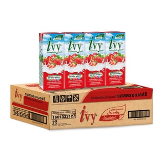 ไอวี่ นมเปรี้ยว รสสตรอว์เบอร์รี 180 มล.x 48 กล่อง Ivy UHT Drinking Yoghurt Strawberry Flavoured 180 ml x 48 Boxes