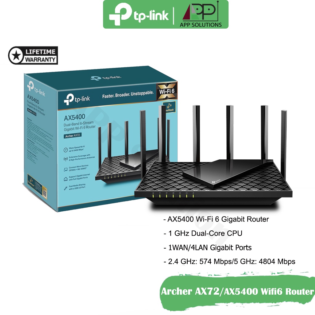 SALE TP-LINK Wi-Fi 6 Router Dual-Band Gigabit รุ่นArcher AX72/AX5400(ประกันLifetime)