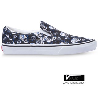 VANS SLIP ON FLASH SKULLS BLACK TRUE WHITE SNEAKERS สินค้ามีประกันแท้