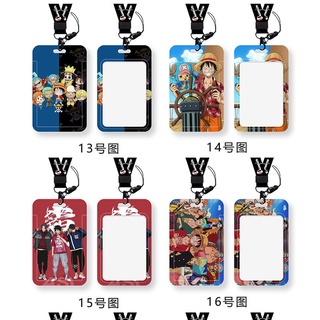 【5】กระเป๋าใส่บัตรประจําตัวประชาชน ลายการ์ตูนอนิเมะ One Piece Monkey·D·Luffy พร้อมสายคล้อง สําหรับเด็กผู้ชาย