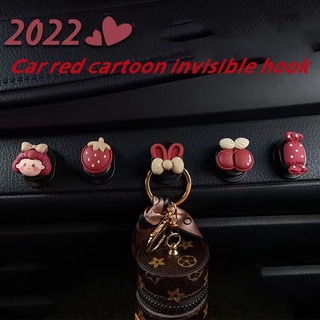 Creative cute cartoon design invisible hanging hook red color for car interior kuNL