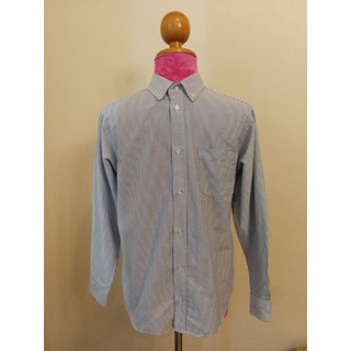 CHAPS Brand เสื้อเชิ้ตแขนยาวลายทางผ้าฝ้าย​ ​55%โพ​ลีเอสเตอร์​45%/Size 16/Made in El Salvador​/แท้มือสองกระสอบนำเข้า​