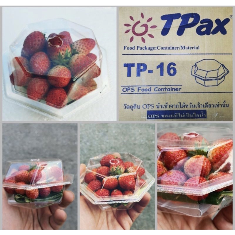 (ยกลัง)กล่องพลาสติกใส TP16 ใส่สตอเบอรี่ (100×24แพค)กล่องสตอเบอรี่ กล่องเบเกอรี่ กล่องใส TP-16 จำนวน 1ลัง 2400ชิ้น