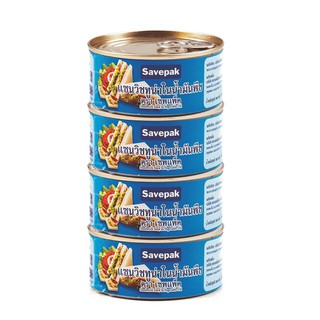 🚚💨พร้อมส่ง!! เซพแพ็ค ทูน่าแซนวิชในน้ำมัน 185 กรัม x 4 กระป๋อง Savepak Tuna Sanwich In Oil 185 g x 4 Cans