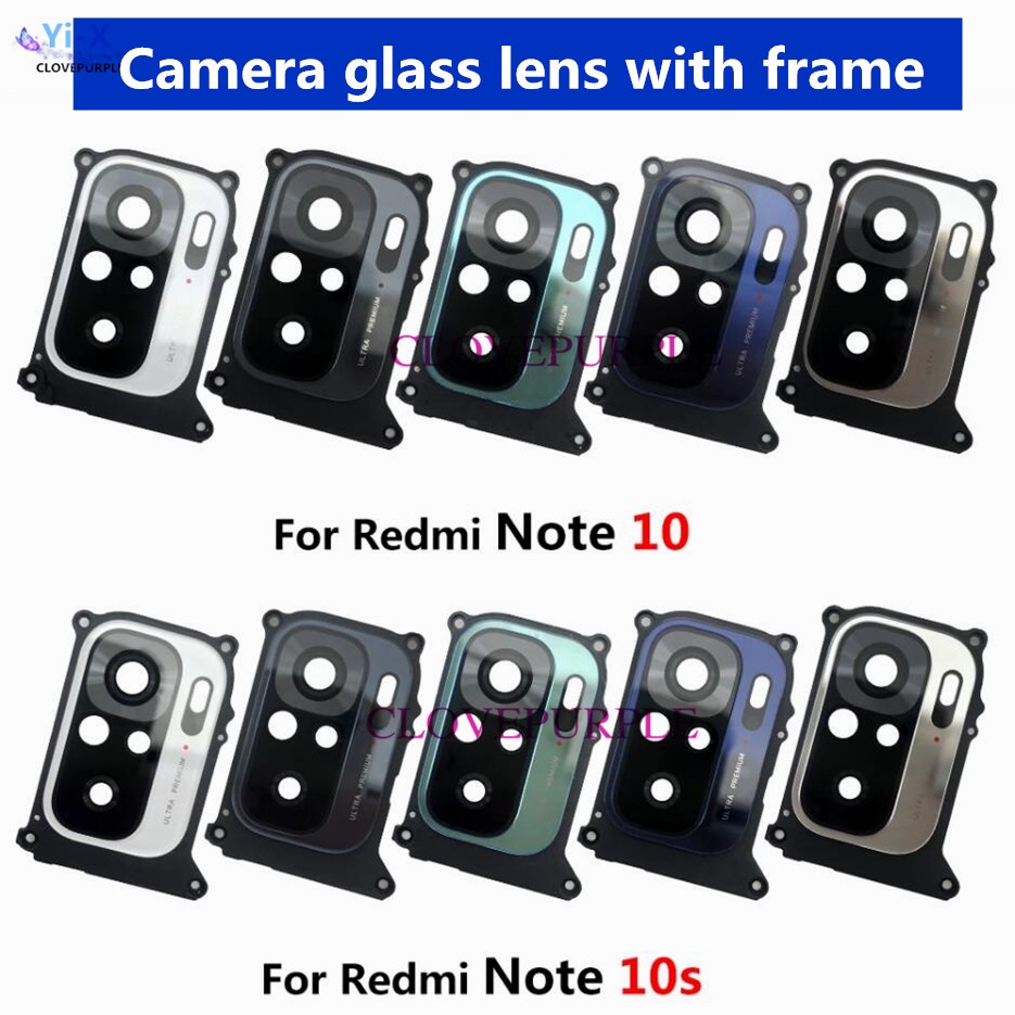 ใหม่ ฝาครอบเลนส์กล้องด้านหลัง พร้อมกรอบ สําหรับ Redmi Note 10S 10 1 ชิ้น
