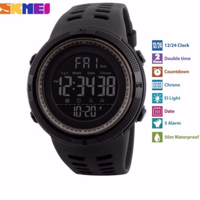 SKMEI นาฬิกาข้อมือผู้ชายดิจิตอล ของแท้ 100% พร้อมกล่องและใบครบเซ็ต รุ่น SK-1251 สไตล์สปอร์ต