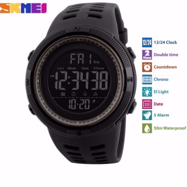SKMEI นาฬิกาข้อมือผู้ชายดิจิตอล ของแท้ 100% พร้อมกล่องและใบครบเซ็ต รุ่น SK-1251 สไตล์สปอร์ต #8