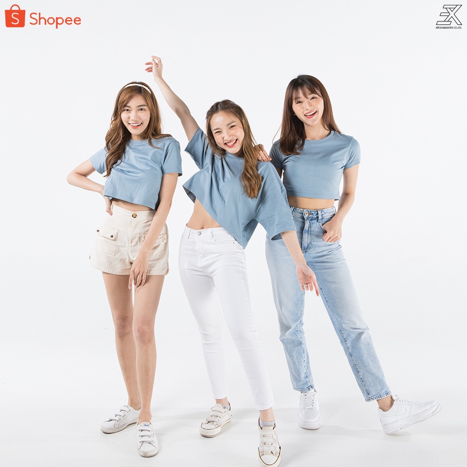 Expogarment เสื้อครอป เอิร์ธโทน เอวลอย CROP แขนสั้น คอกลม ผ้าคอตตอน (ขาว เบจ ดำ น้ำตาล เขียว ฟ้าเทา) รูปที่ 5
