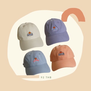 พร้อมส่ง หมวกเบสบอล หมวกแก๊ป มินิมอล สีขาวครีมกับสีม่วง