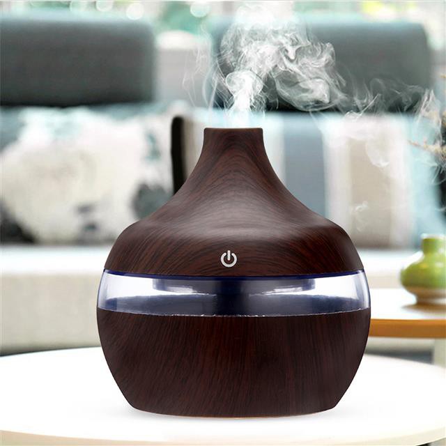 Air Aroma Essential Wood Grain Air Humidifier USB Mini Mist Maker LED ...