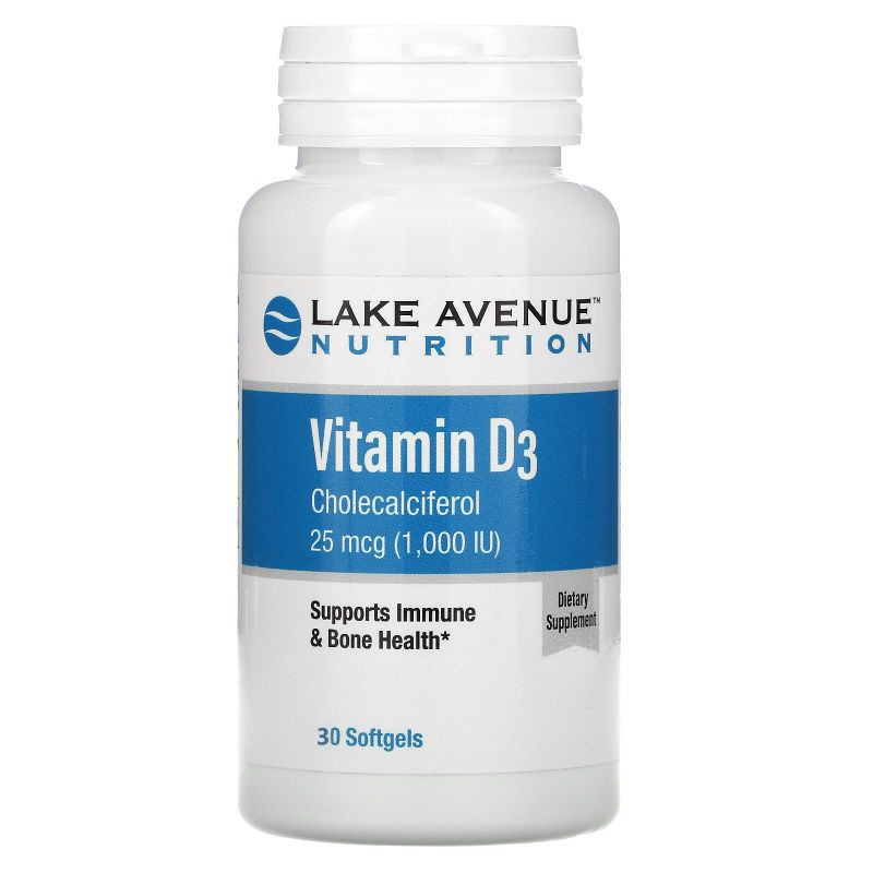 < พร้อมส่ง> วิตามินดี 3 Lake Avenue Nutrition, Vitamin D3 25 mcg 30 แคปซูลเจล