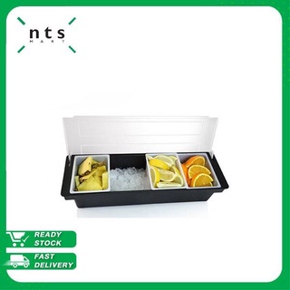 NTS Condiment Dispensers กล่องเก็บส่วนผสมค็อกเทล สีดำพร้อมถ้วย 16 ออนซ์  3 ใบ กล่องเก็บผลไม้ใส่น้ำแข็ง รุ่น TC-03BK