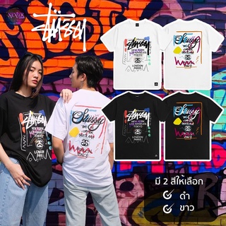 【ใหม่】เสื้อยืดสกรีนลายแนวสตรีท STUSSY TOUR 🔥 Neverlose  เสื้อผู้ชาย/ผู้หญิง