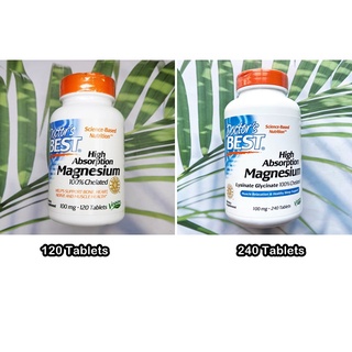 (Doctors Best®) High Absorption Magnesium 100% Chelated 100 mg 120 or 240 Tablets แมกนีเซียม