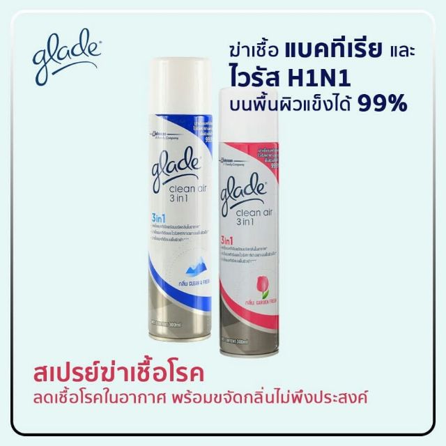 ส่งฟรีไม่ต้องใช้โค้ด ส่งฟรีไม่มีขั้นต่ำ ส่งฟรี สเปรย์ฆ่าเชื้อและปรับอากาศ​ Glade​ 3​ in​ 1